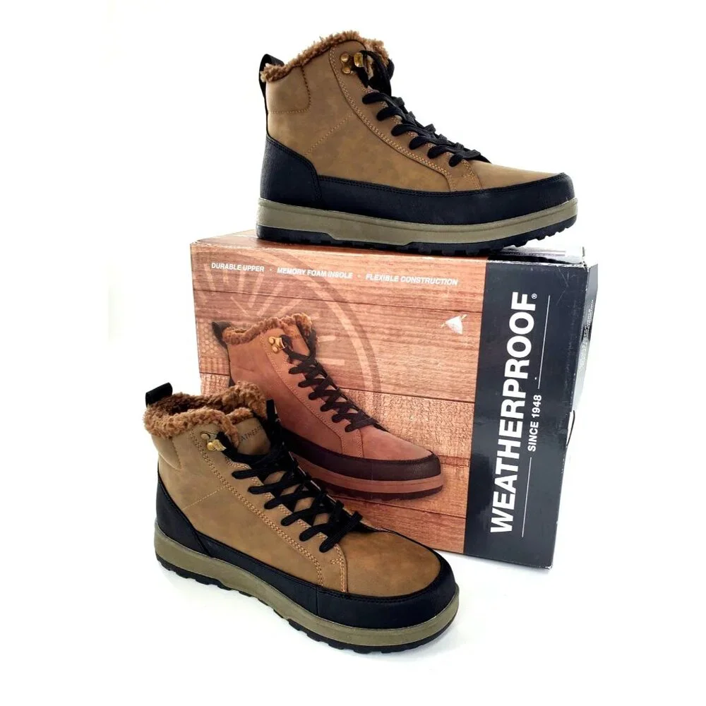 Weatherproof 10 Men Winter Boots Logjam Shearling Lace-up Outdoor Snow Shoes